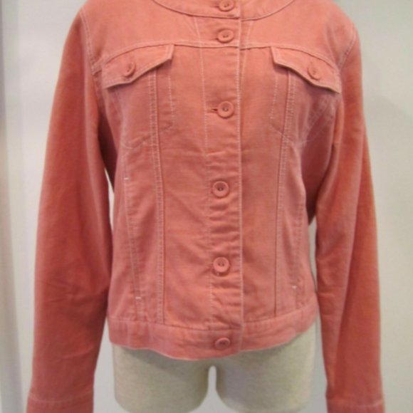 TWO 8P J Jill TENCIL LINEN COTTON RAYON jean JACKETs beige+SALMON perfect cond - Picture 6 of 11
